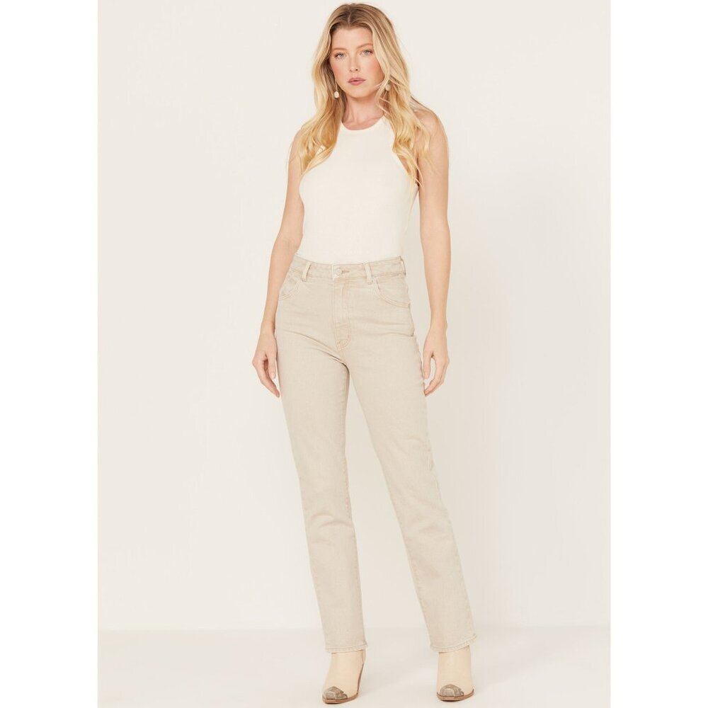 Rolla's Women's Original High Rise Straight Jeans Gray Cream Off White‎ size 29